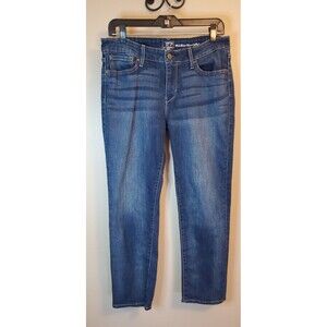 Signature Levi Strauss Gold Mid-Rise Slim Cuffed Jeans Womens 14 32W Blue Denim